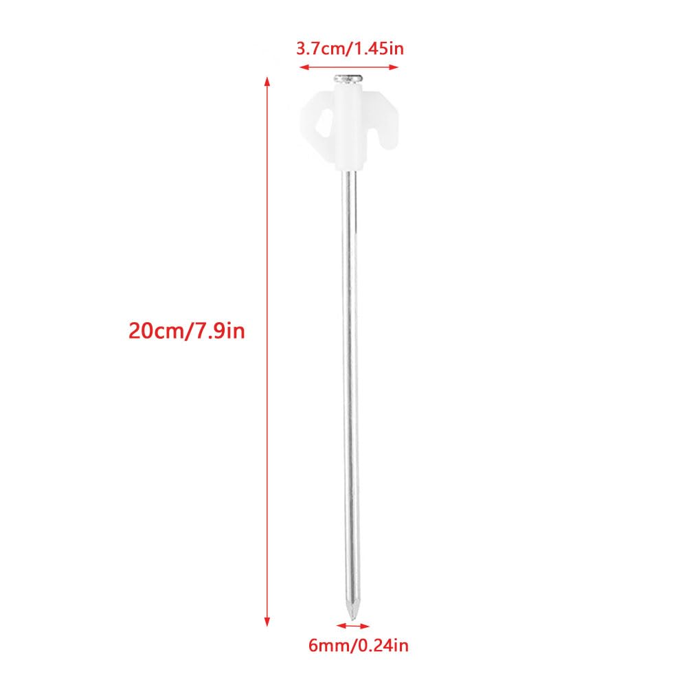 6pcs Tent Stakes Heavy Duty Metal Ground Stake Camping Nails Pop Up Pegs Luminous Garden Stable Fixed Anchor Hook for Outdoor Pile Tarp Traveling Hiking Gear Equipment 8-inch 20CM