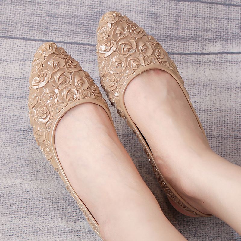 women's flower pattern sandals non-slip flat work shoes elegant girls single shoes