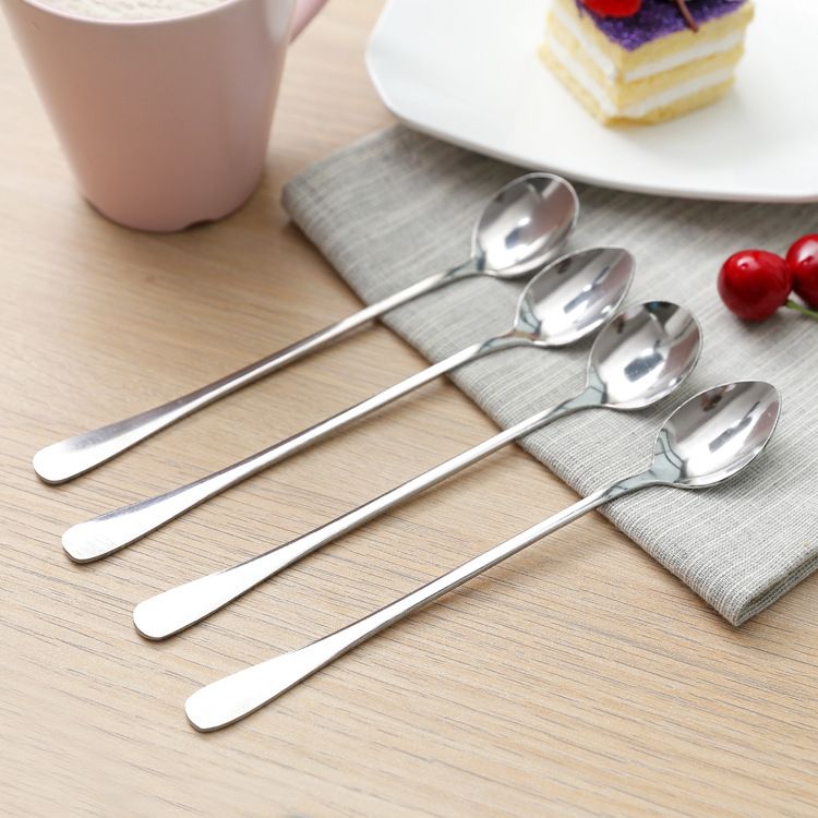 1531 For Kitchen Accessories Creative Stainless Steel Long Handled Coffee Spoon For Drinks Ice Cream Dessert Tea Spoon Drink-ware
