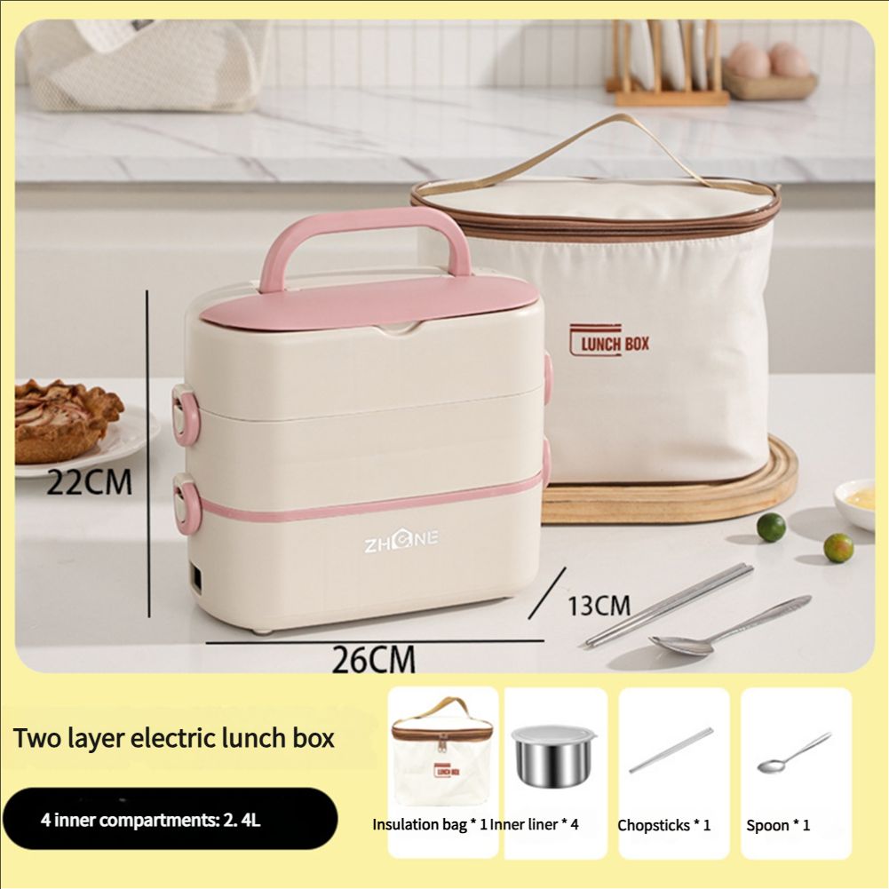Electric lunch box with large capacity, lid, can cook rice, plug in mini rice cooker, heat preservation, electric heating lunch box