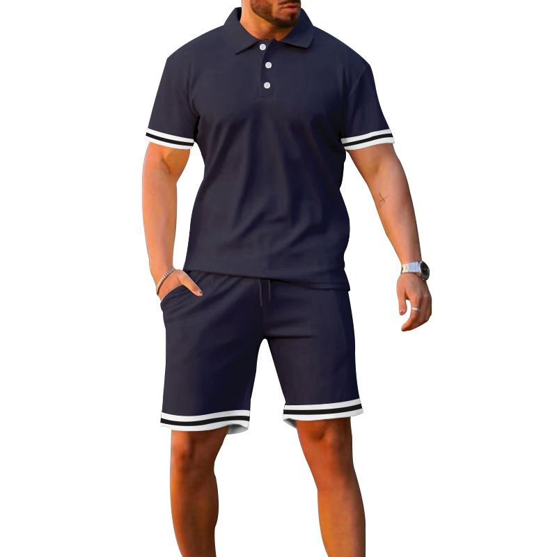 2024 summer men's short-sleeved Polo shirt short-sleeved shorts Sports casual two-piece set ZY-1