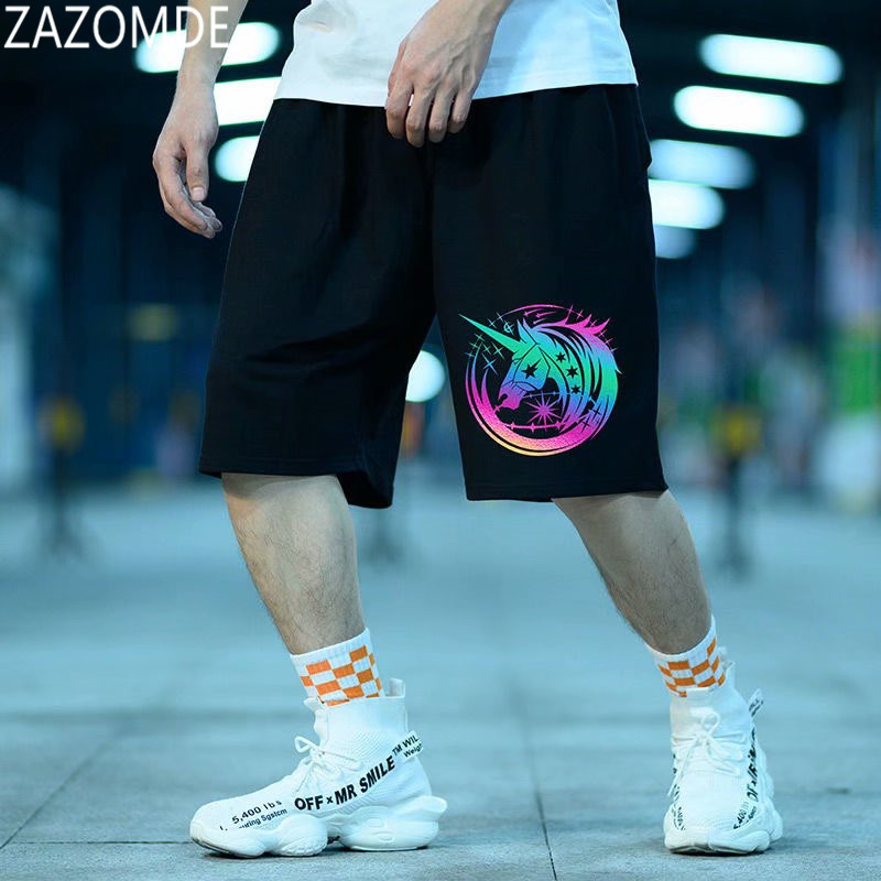 X340 Summer Men's Shorts Sports Korean Fashion Streetwear Printed Shorts Men Casual Elastic Waist Men Clothing Sweat Shorts
