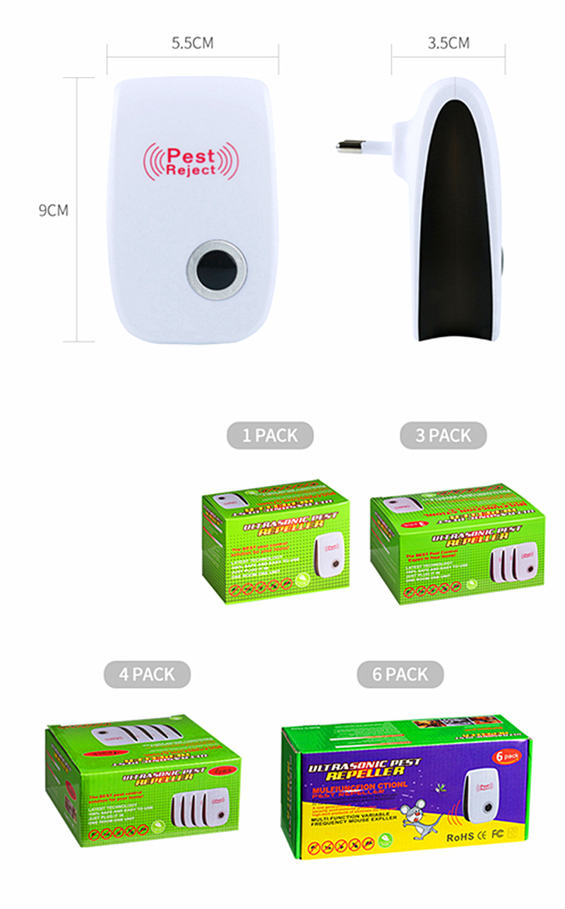 1Pcs Pest Reject Ultrasound Mouse Cockroach Repeller Device Insect Rats Spiders Mosquito Killer Pest Control Household Pest