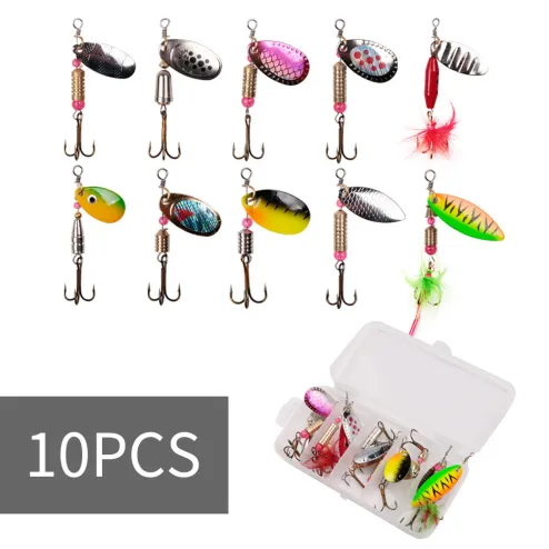 10pcs Spoon-bait Crank-baits Fishing Wobblers for Pike Crochet Kit  Artificial Bait Metal Spoon Spinner Fishing Lure Lures