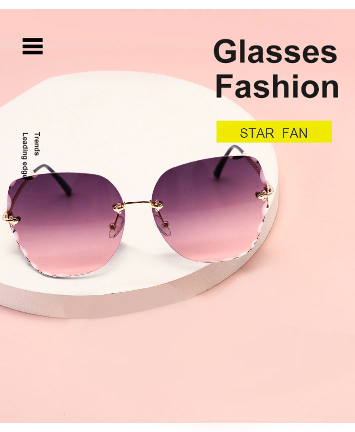 419 Round Sunglasses Women Brand Designer Gradient Fashion Sun Glasses Female Rimless Metal Oculos De Sol luxury designer