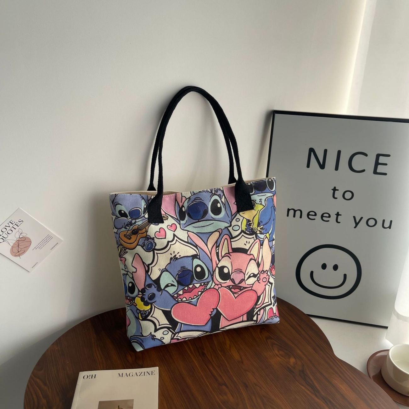 MISS DG Stitch bag shoulder bag large capacity tote bag cartoon cartoon Stitch cute ladies travel bag