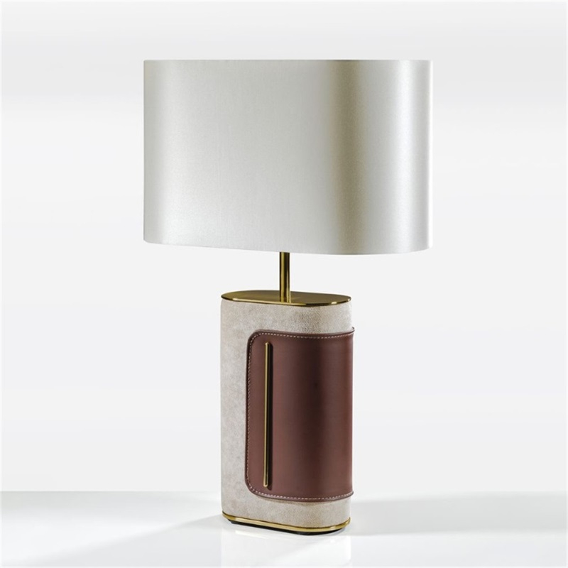OUFULA Postmodern Table Lamp LED Simple Fashion Bedside Desk Light Vintage Leather Decor for Home Living Room Bedroom
