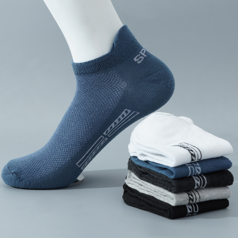 4529 5 Pairs High-Quality Men Ankle Socks Breathable Cotton Sports Socks Mesh Casual Athletic Summer Thin Cut Short Sokken Plus Size