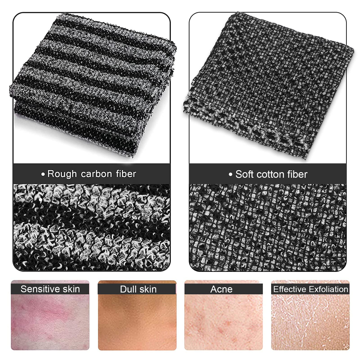 Exfoliating Back Scrubber, Korean Body Back Scrubber Towel for Shower, Japanese Bath Wash Scrub Cloth Washcloth Washer for Men Women Exfoliating, Body Scrubbing Brush Loofah Exfoliator