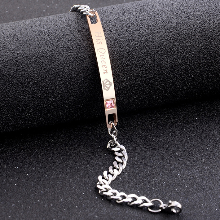 2 Pcs/Set Couple Bracelets Men/Women Bracelets His Queen Her King Bracelet Chain Crystal On Hands Jewelry Lovers Gift Valentine's Day