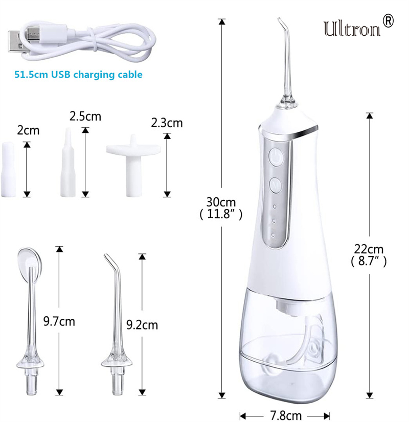 Ultron Portable Oral Irrigator Water Flosser Dental Water Jet Tools Pick Cleaning Teeth 300ML 5 Nozzles Mouth Washing Machine Floss