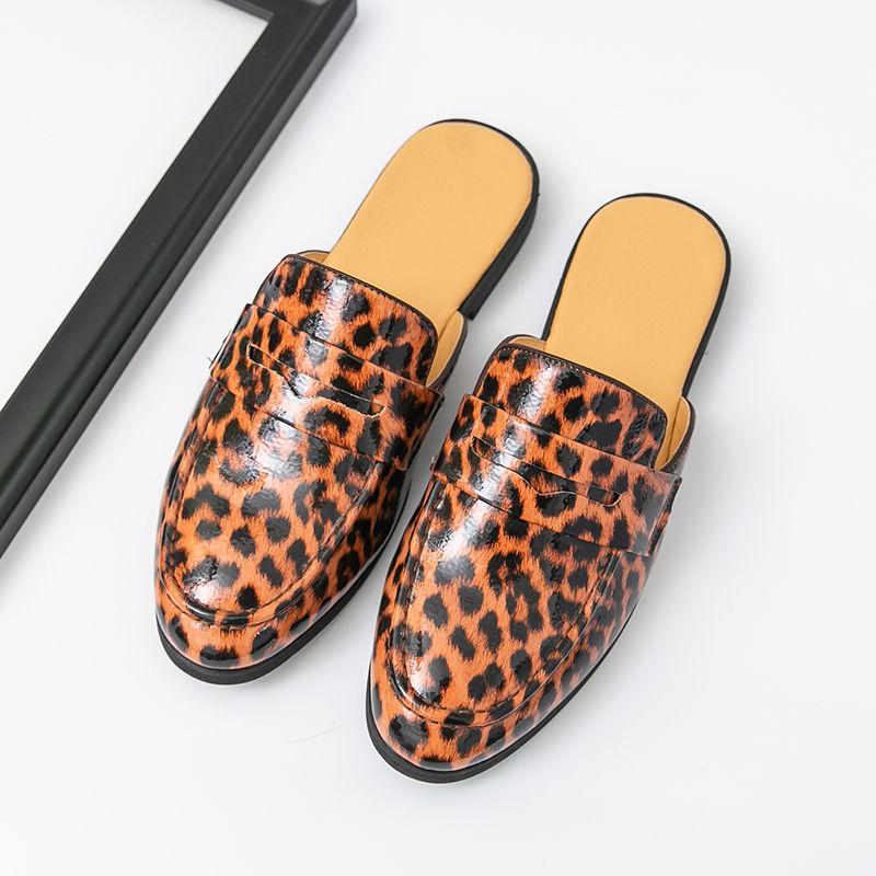 Youth Men Leisure Cool Mules Man Summer Slippers Fashion Casual Leather Loafers Flats Shoes Pu Breathable Slip On Footwears For