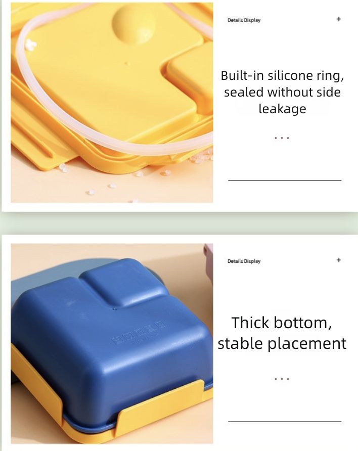 Handheld Compartmentalized Lunch Box Microwave Heat Student Lunch Box Office Worker Simple Light Food Lunch Box Kitchen Dining Storage Travel To-Go Food Containers