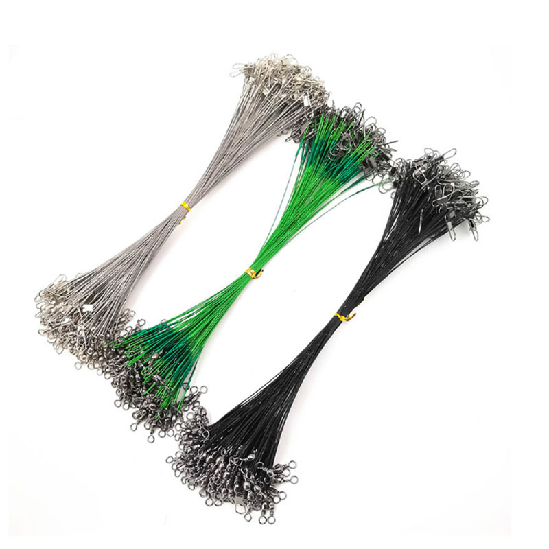 Anti Bite Steel Fishing Line Steel Wire Leader With Swivel Fishing Accessory Lead Core Leash Fishing Wire 15cm 20cm 25cm 30cm