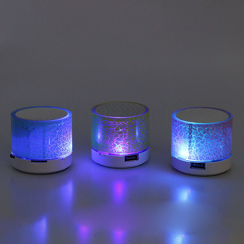 A9 Mini Portable Speaker Bluetooth Wireless Car Audio Dazzling Crack LED Lights Subwoofer Support TF Card USB Charging For PC