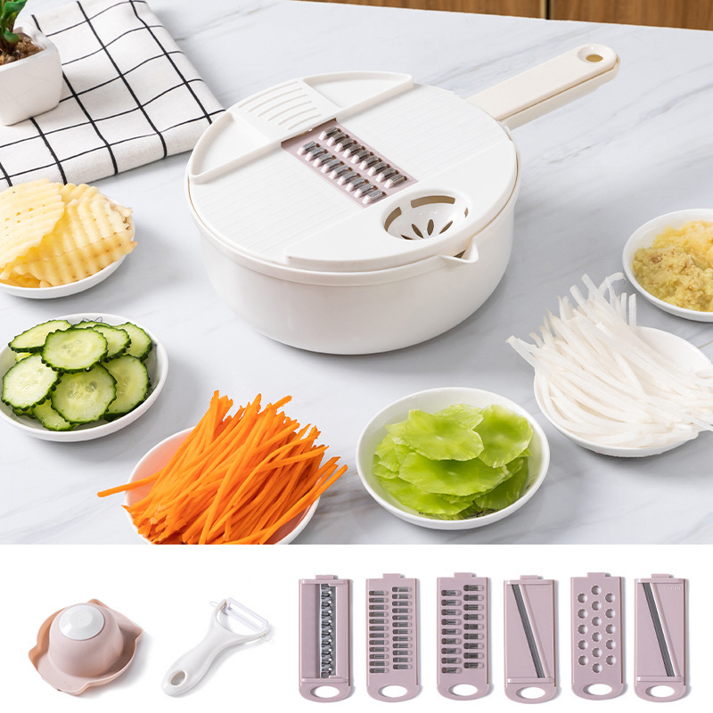 12 in 1 Multifunctional Vegetable Slicer Chopper Onion Chopper with 6 Interchangeable Stainless Steel Blades, Vegetable Cutter, Mandoline Slicer Stainless Steel