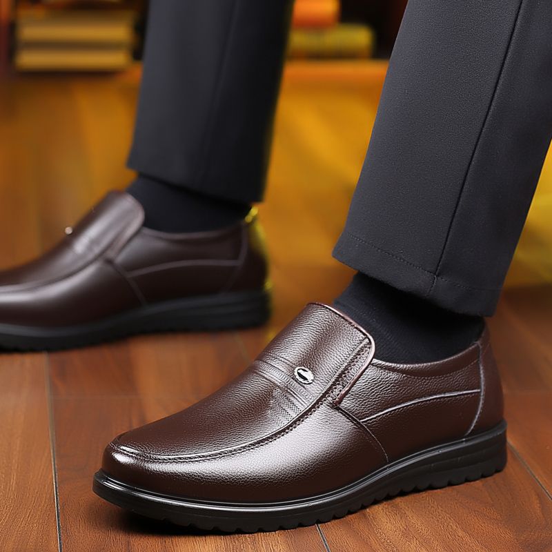 【Genuine Cow Leather】Men Classic Leather Shoes For Wedding Business Man Loafers Male Business Dress Footwears Of Black Brown