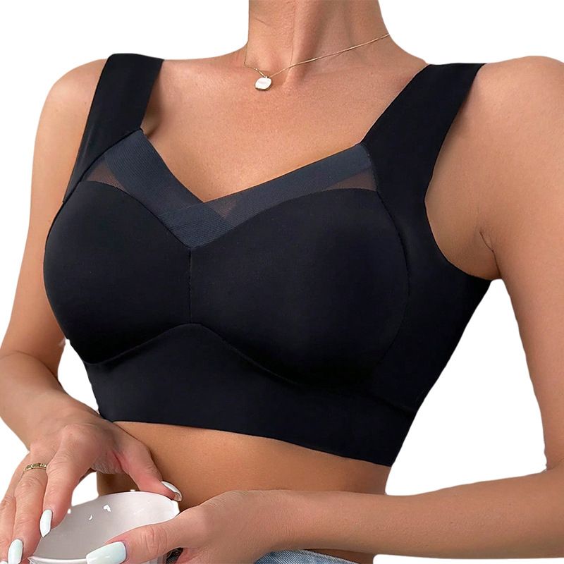 Traceless non-underwire bra Big chest small gathering and adjusting pair of breast integrated back underwear R004