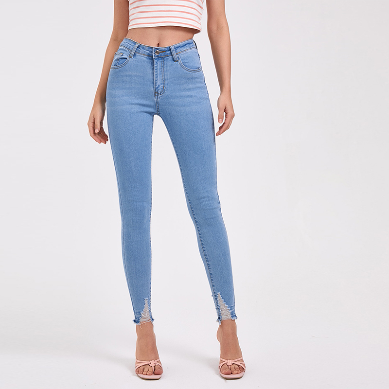 CL890-1 Women's High Rise Skinny Jeans Ripped Slim Fit Stretch Denim Pants