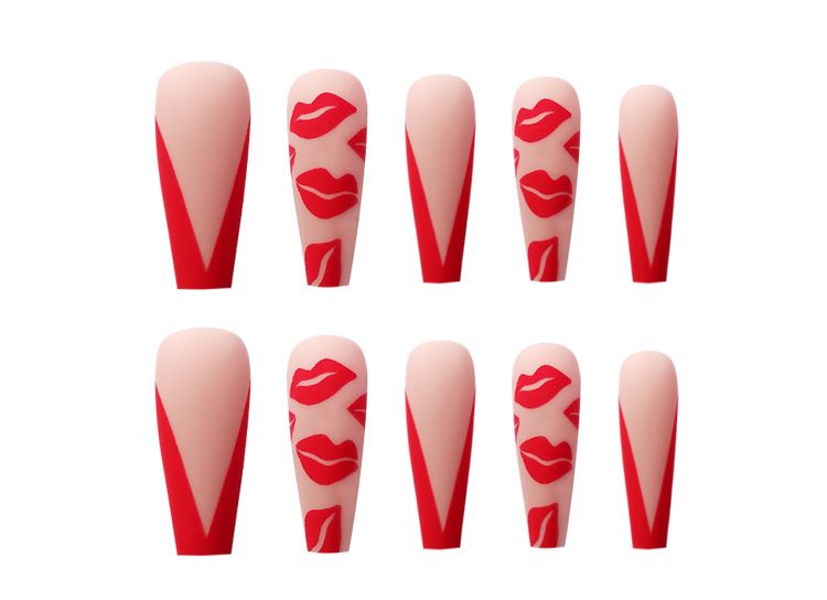 24Pcs/Box Charming Pink Flame Short Ballet Wearable Fake Nails press on Square Head Full Cover Detachable Finished Fingernails
