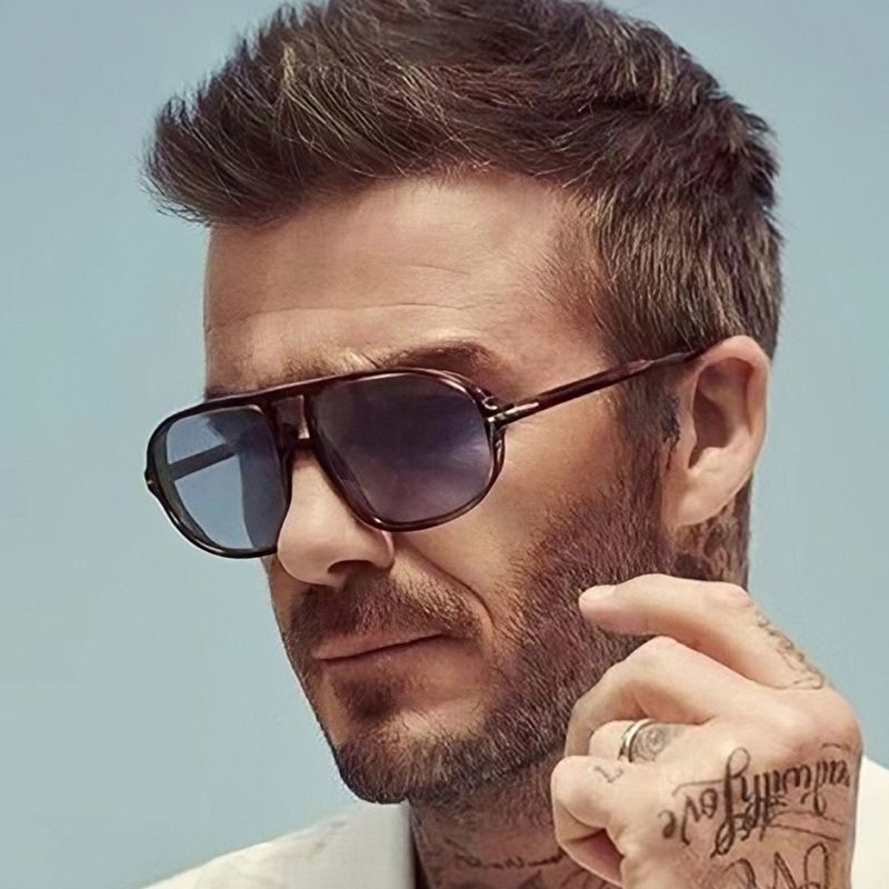 89120 Men's and Women's Fashion Double Nose Bridge Round Frame Sunglasses UV Blocking Sunglasses