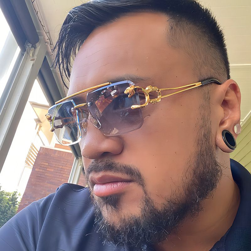 90106 Men's and Women's New Fashion Frameless Leopard Sunglasses, Outdoor Cycling Sunglasses