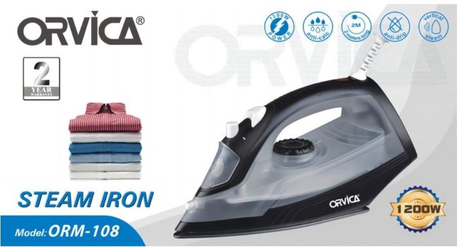 1200W - High Professional Portable Steam Iron - Black
