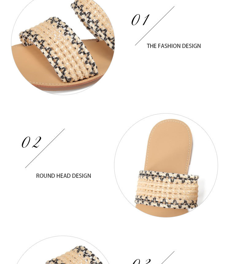 PL0055 Women's Braided Slide Sandals Open Toe Two Strap Slip On Flat Sandals Casual Summer Shoes