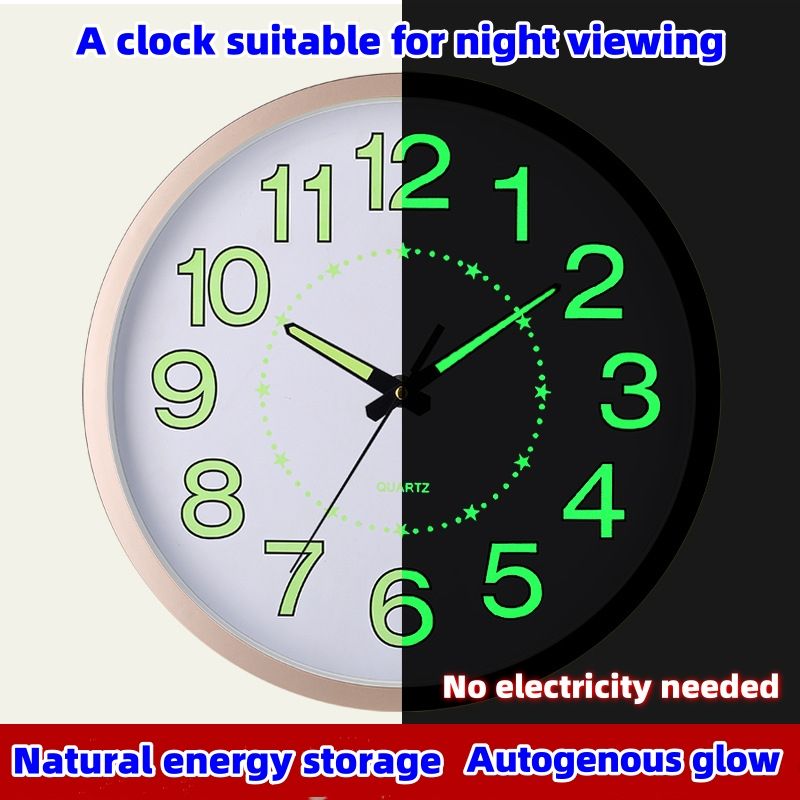 Wall Clock 12 inch 30cm luminous plastic silent wall clock creative bedroom living room minimalist luminous quartz clock CRRSHOP Night Glow Wall Clock