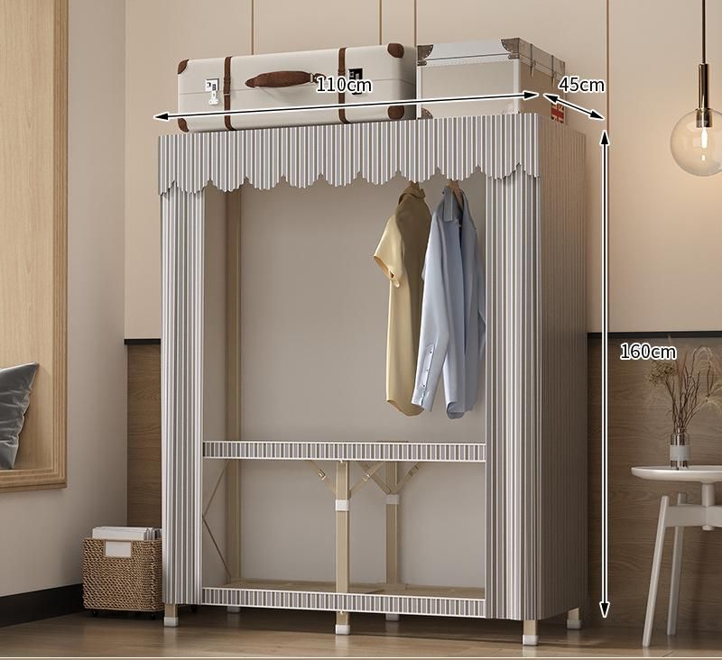 Portable Closet Wardrobe Closet for Hanging Clothes with 6 Storage Shelves, 1 Hanging Rod and 4 Pockets, Free Standing Closet Clothes Organizer for Bedroom, Sturdy and Easy Assemble