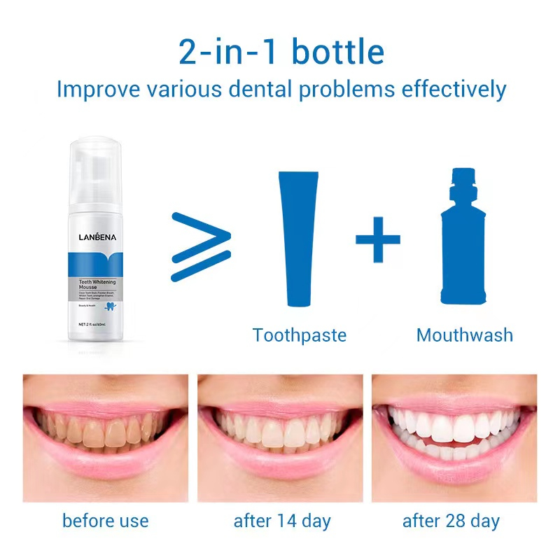 60ml LANBENA Teeth Whitening Essence Powder Oral Hygiene Cleaning Serum Removes Plaque Stains Tooth Bleaching Dental Tools 