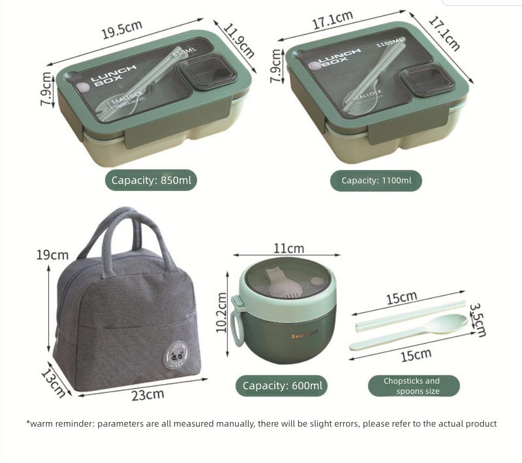 Handheld Compartmentalized Lunch Box Microwave Heat Student Lunch Box Office Worker Simple Light Food Lunch Box Kitchen Dining Storage Travel To-Go Food Containers