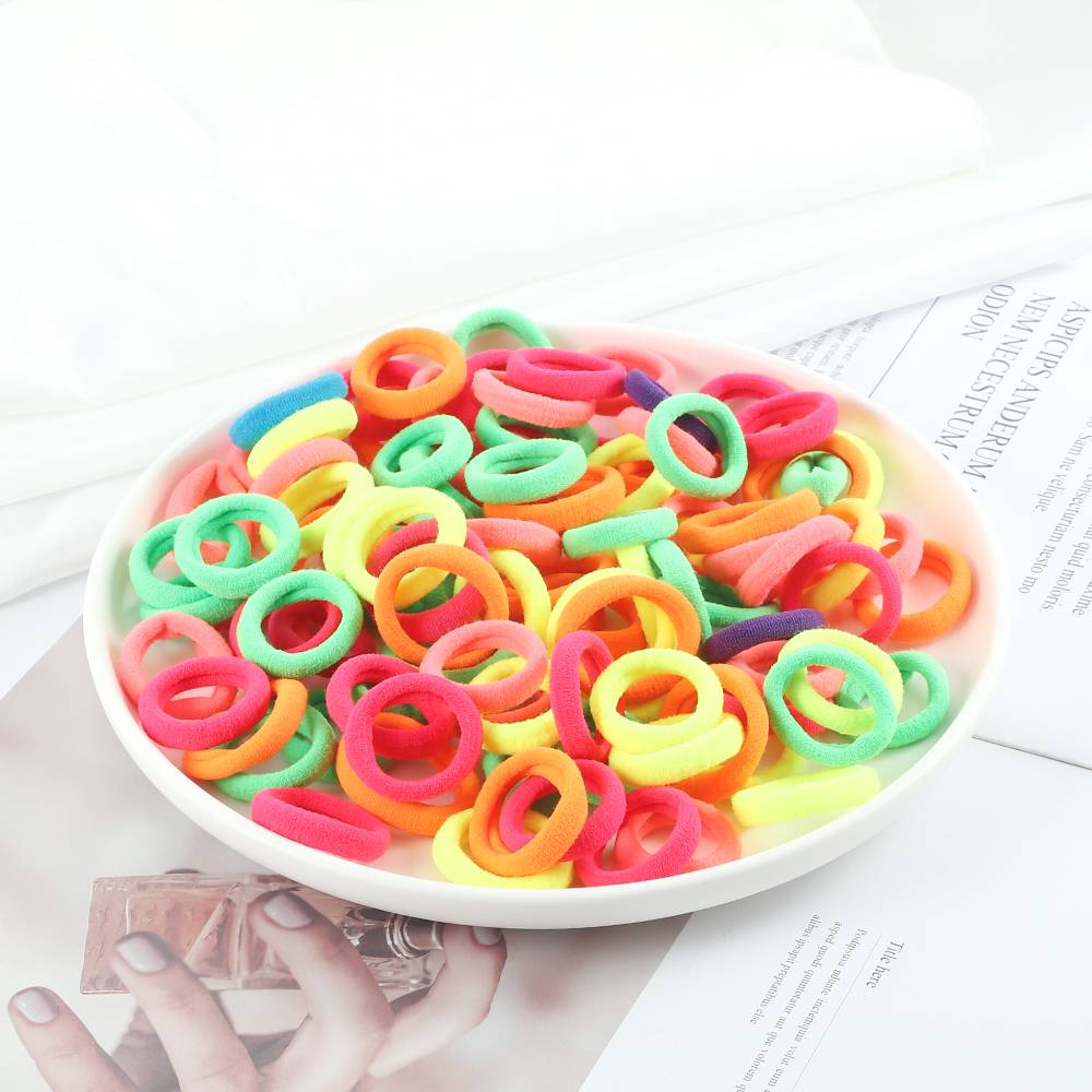 FHML-0080 10PCS Women Girls 8CM Colorful Polyester Elastic Hair Bands Ponytail Holder Rubber Bands Scrunchie Headband Hair Accessories

