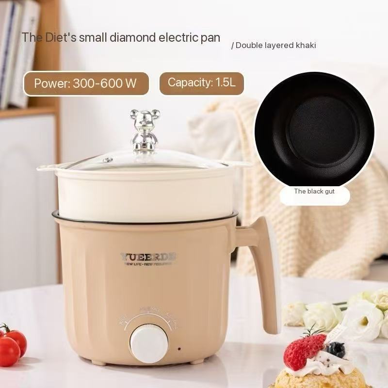 Student Dormitory Multi-function One-piece Electric Cooking Pot Home Use Knob Non-stick Pot Small Instant Noodles Pot Electric Pot