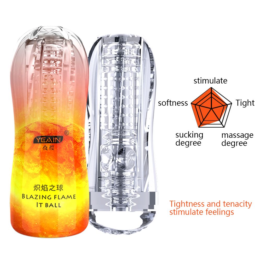 YY715 Manual/Automatic Sucking Extrusion Male Masturbators, Portable Transparent Pocket Pussy Stroker with Vagina Textured Blowjob Sex Toys Penis TPE Masturbation Sleeve for Men