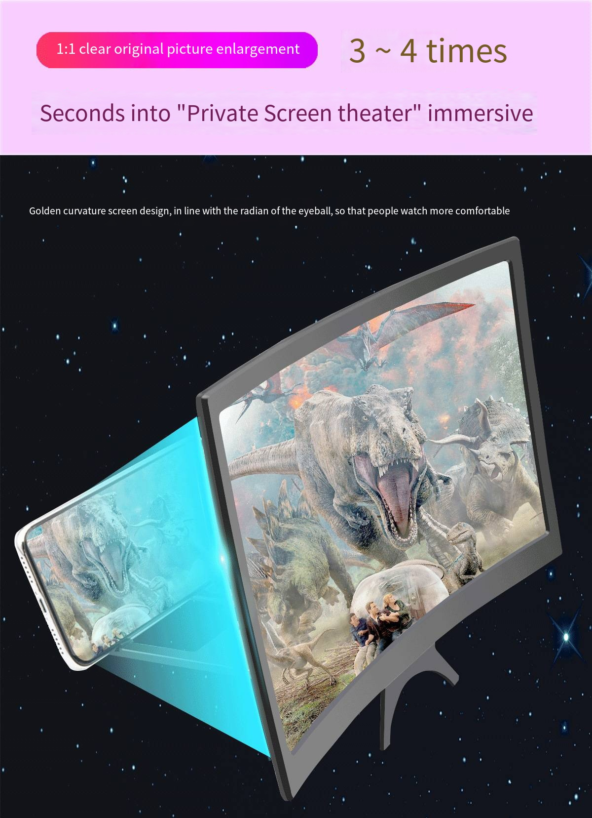 L6 Curved phone screen Amplifier 12 "Curved phone screen magnifier ultra clear