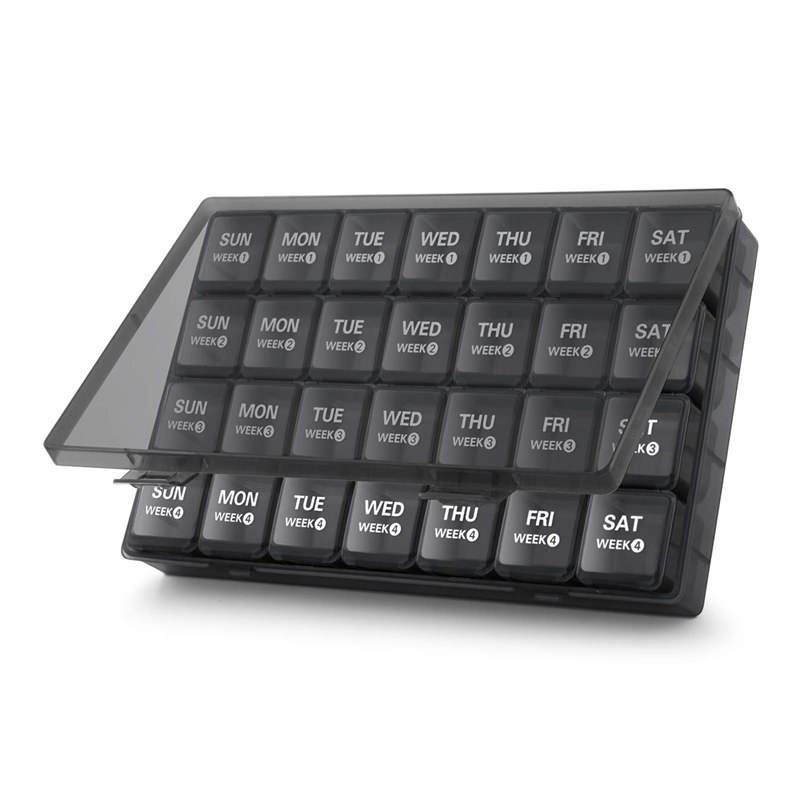381 Monthly Pill Organizer 28 Day Pill Box Organizerd by Week, Large 4 Weeks One Month Pill Cases with Dust-Proof Container for Pills/Vitamin/Fish Oil/Supplements