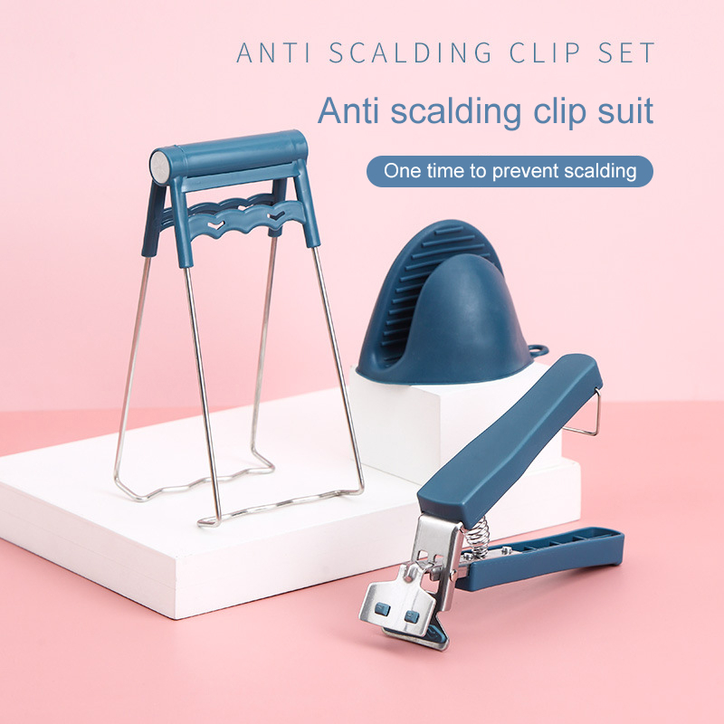 Kitchen Anti-Scalding Set Hot Plate Gripper, Kitchen Stainless Steel Retriever Tongs Bowl Dish Pan Clip for Cooking