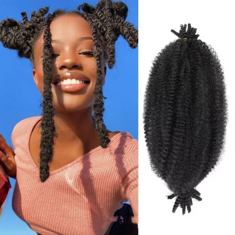 Wig African crochet hair braid wig hand-torn caterpillar 12 inch Afro Curly Marley Braid