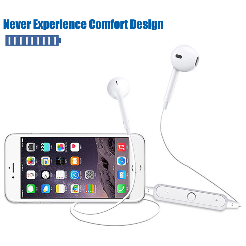 S6 Wireless Bluetooth Headset Sports Headphones 3D Stereo Built-In Microphone earphone