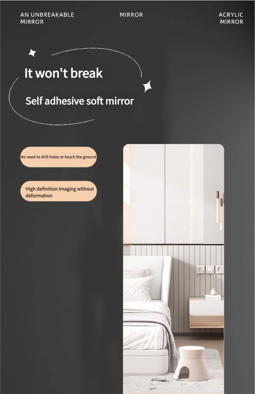 Acrylic mirror high-definition self-adhesive dressing mirror fitting mirror non-deformation full-body soft mirror home bedroom