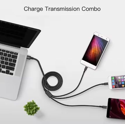 USB Cable Aluminum Nylon 3A For iPhone Android Type C 3In 1 USB Fast Charging USB Cable
