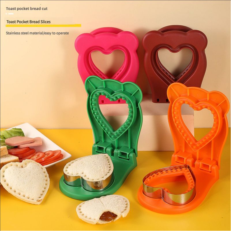 New heart-shaped automatic edge banding toast pocket bread making tool for home DIY sandwich cutting mold