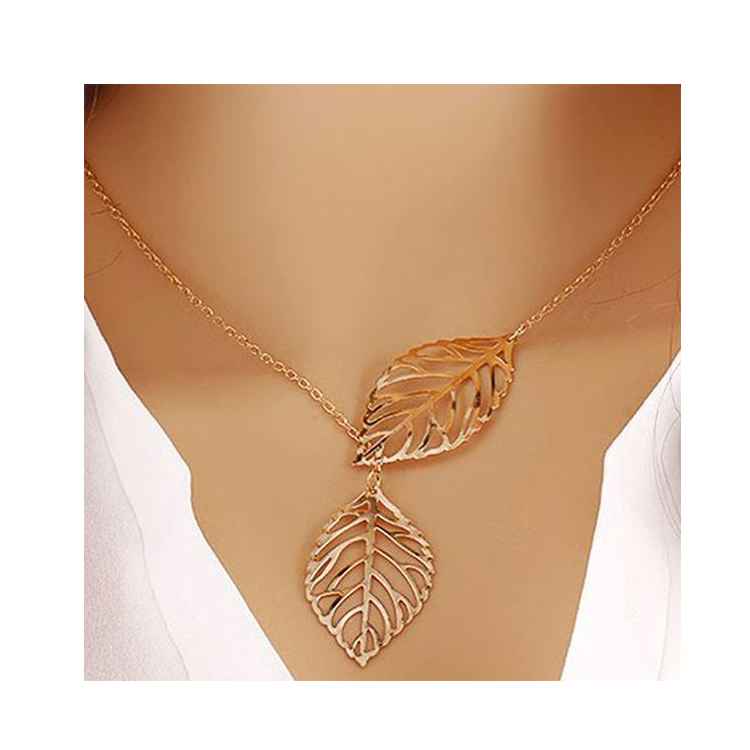 Tospino Alloy Leaves Shaped Chain Drop Adjustable Necklace Pendant Minimalist Jewelry
