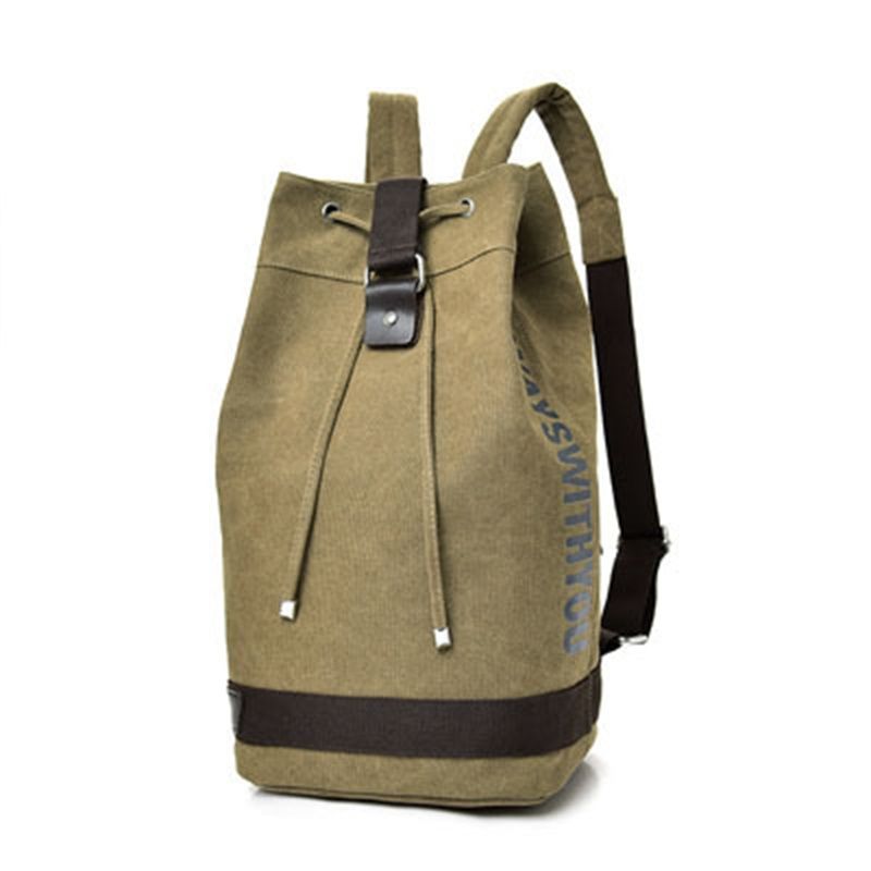 Fashion canvas sports backpack, round bucket bag, travel computer backpack, men's backpack, casual travel backpack, men's universal