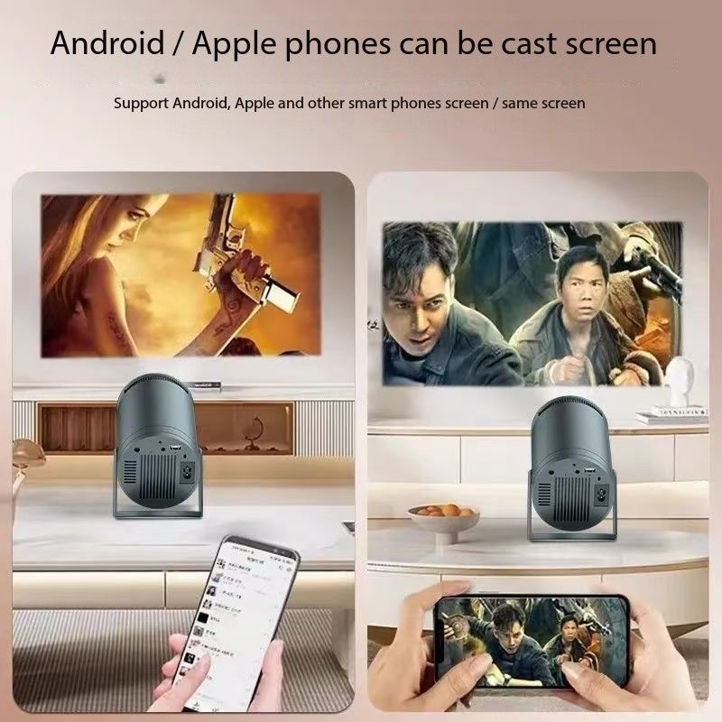 Mini Projector,Smart Projector,4K Projector with Wifi 6 and Bluetooth 5,Portable Projector with Android 11, Automatic Keystone Correction,180 Degree,130 Inch Display