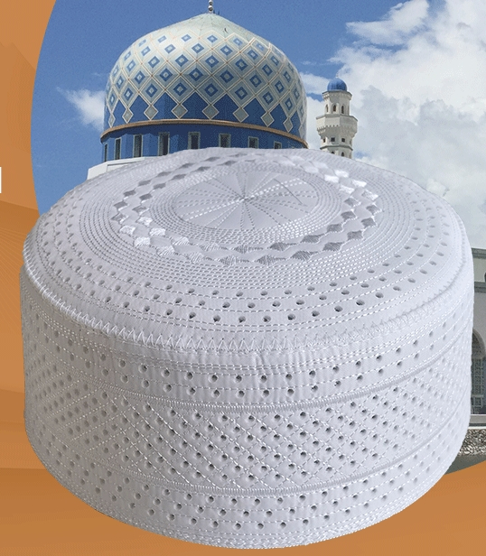 Muslim male hat CRRshop free shipping man hot sale Islamic Muslim Hat Mesh White Embroidery Hat Men's Prayer Hat