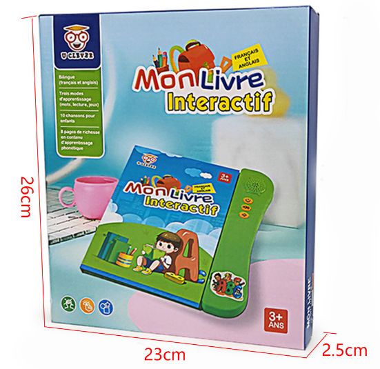 French English Spanish Arabic Talking Learning Book for Kids 2 3 4 5 6 Years Old, Learn French Interactive Audio Sound Books for Toddlers, Francais Educational Electronic Toys, Bilingual Musical Toy New French English finger-pointing reading children's smart learning toy voice calligraphy e-book