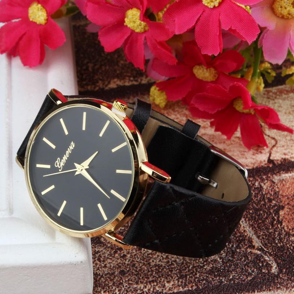 Fashion Unisex Watches Women Men Casual Checkers Faux Leather Quartz Analog Wrist