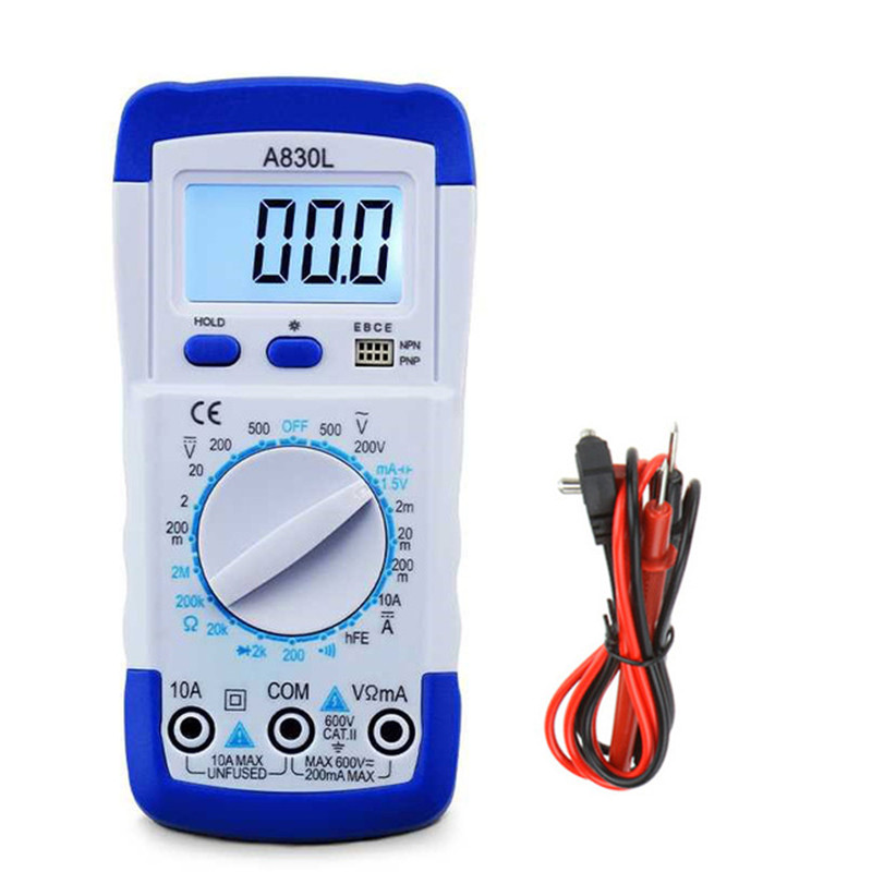 1Pcs A830L LCD Digital Multimeter AC DC Voltage Diode Freguency Multitester Current Tester Luminous Display with Buzzer Function